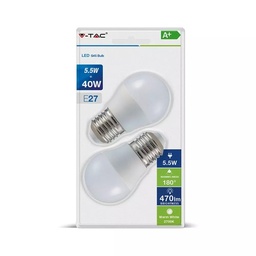 [VTA7360] Pack de 2 ampoules LED G45 E27 5.5W Lumière jaune
