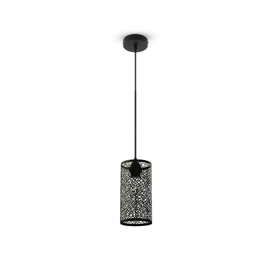Suspension Canopy en métal noir mat avec détails perforés - Vue latérale, Dakar, Sénégal