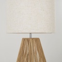 AOUDA - Lampadaire en tiges de rotin et abat-jour en lin blanc H140