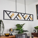 Lustre 4 lampes dorel en métal noir mat et laiton Dakar , Sénégal