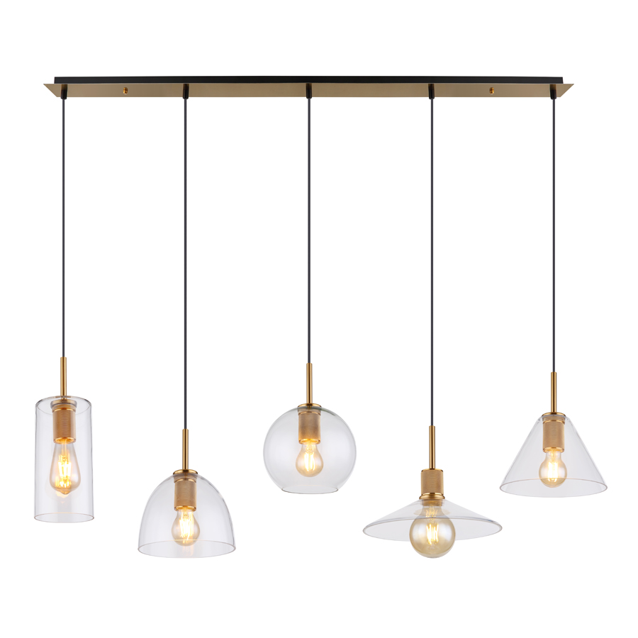 Lustre 5 lampes adara en métal laiton et verre transparent Dakar , Sénégal