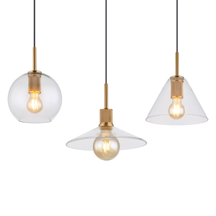 Lustre 5 lampes adara en métal laiton et verre transparent Dakar , Sénégal