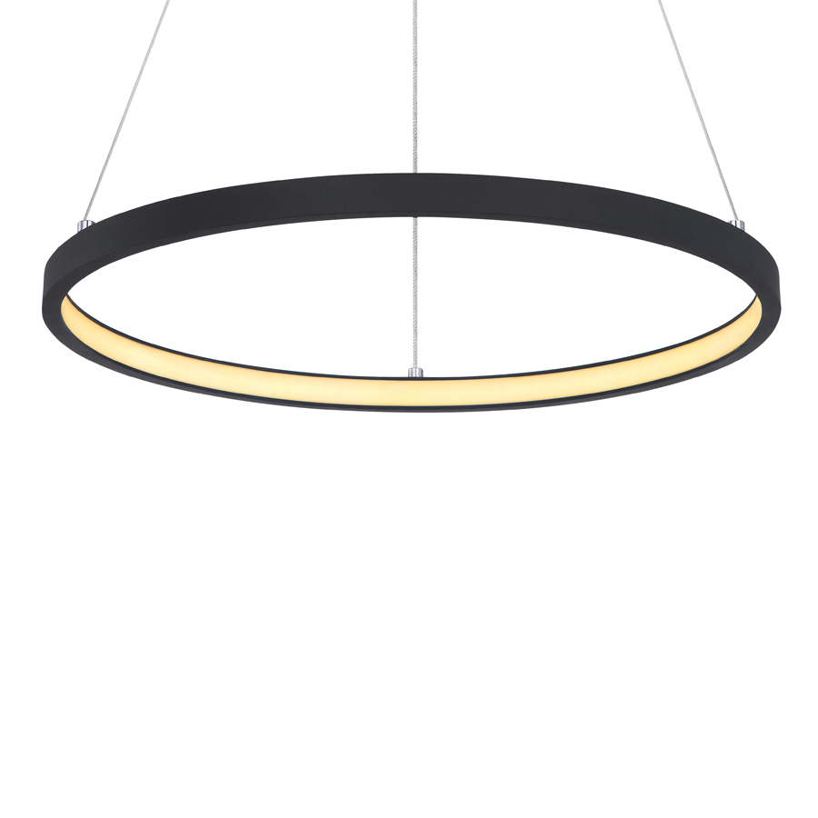 Suspension Ralph LED 19W en métal noir avec lumière jaune intégrée, parfaite pour une ambiance chaleureuse, Dakar, Sénégal.