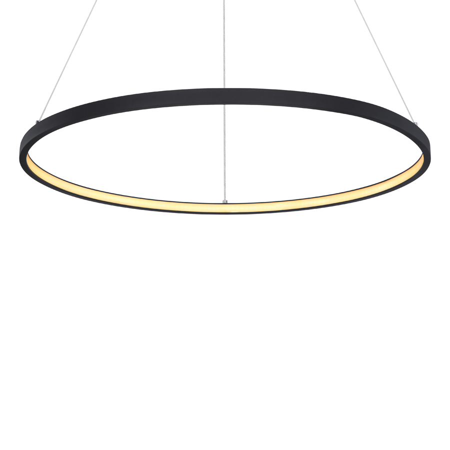 Zoom sur la suspension Ralph en métal noir, led intégré. Dakar, Sénègal