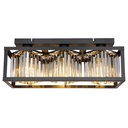 Lustre/plafonnier Mathilde 3 lampes allumé en métal noir et cristaux de verre - Dakar, Sénégal
