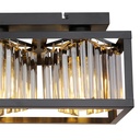 MATHILDE - Lustre 4 lampes en métal noir et cristaux de verre
