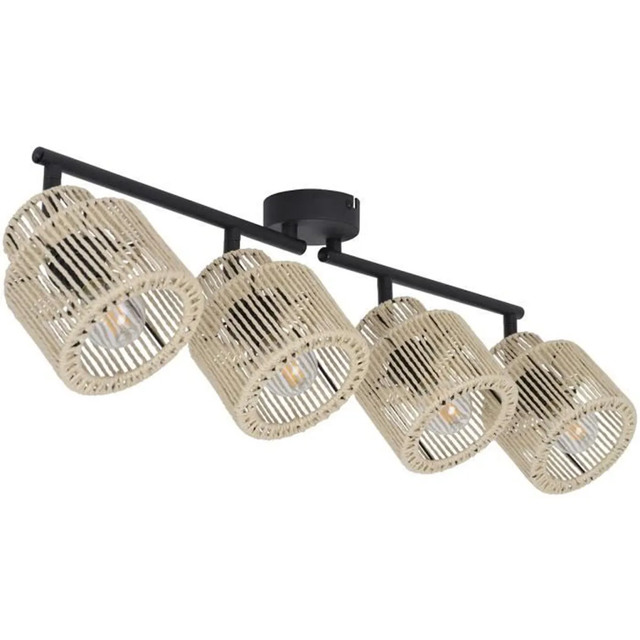 Spot/plafonnier Cancun 4 lampes métal noir et cordelette naturel – Dakar, Sénégal
