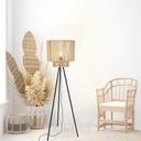 Belle exposition du lampadaire trépied en métal et abat-jour en cordelette tressée naturel H150.Disponible sur Dakar, Sénègal