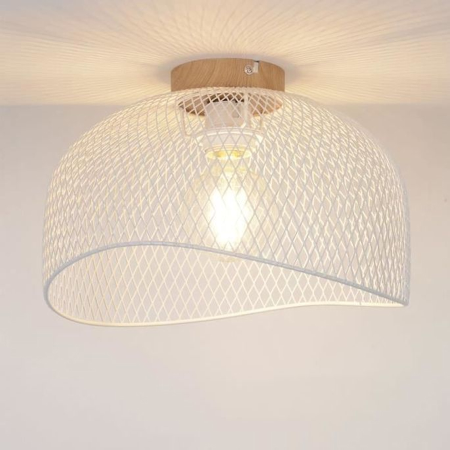 Plafonnier Ottawa en métal grillagé blanc – Éclairage unique et moderne pour un intérieur stylé – Dakar, Sénégal.