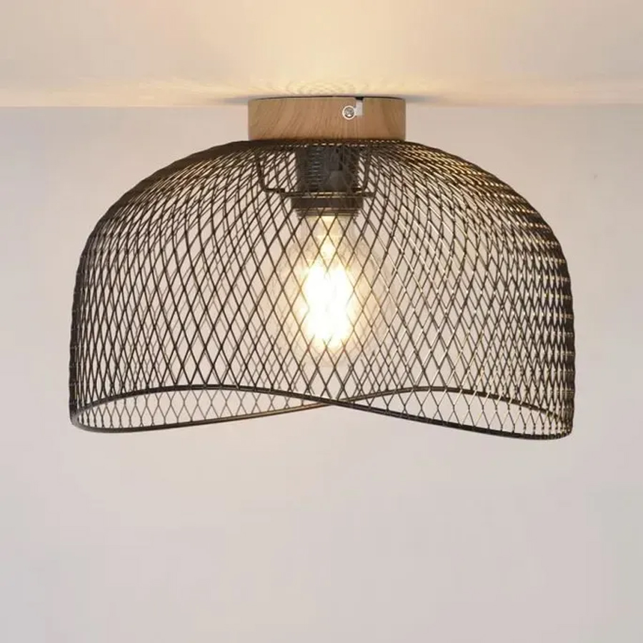Plafonnier Ottawa en métal grillagé noir – Design contemporain pour salon ou cuisine – Dakar, Sénégal