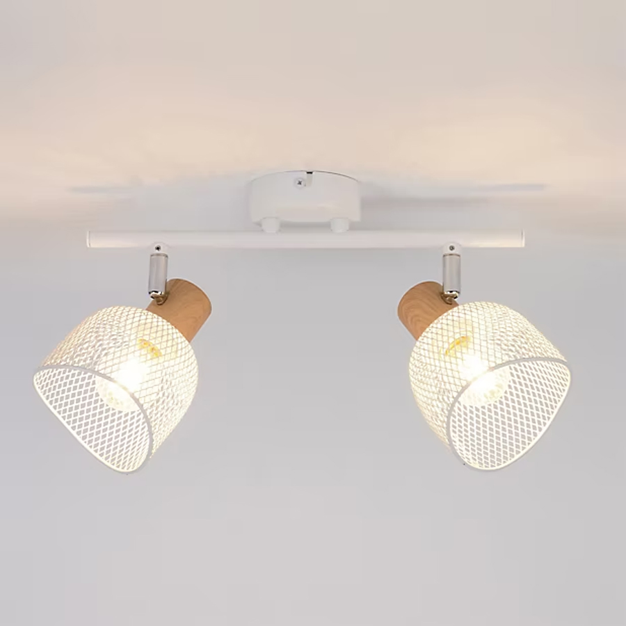 OTTAWA - Spot / Plafonnier 2 lampes en métal et tiges métalliques blanc
