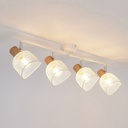 Spot plafonnier Ottawa avec 4 lampes, design en métal blanc et tiges métalliques, vue détaillée – Dakar, Sénégal.