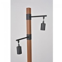 Lampadaire Aalto avec deux spots orientables en métal noir mat et bois chêne, design épuré – Dakar, Sénégal.