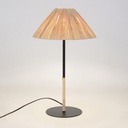 Lampe à poser avec base en verre et abat-jour en raphia naturel avec franges, Dakar, Sénégal