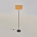 Lampadaire Boheme en velours moutarde et raphia, design élégant avec double cylindre, idéal pour un intérieur chaleureux et stylé à Dakar, Sénégal