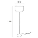 Plan technique du lampadaire Boheme, dimensions de 160 cm de hauteur et 40 cm de diamètre de l'abat-jour à Dakar, Sénégal