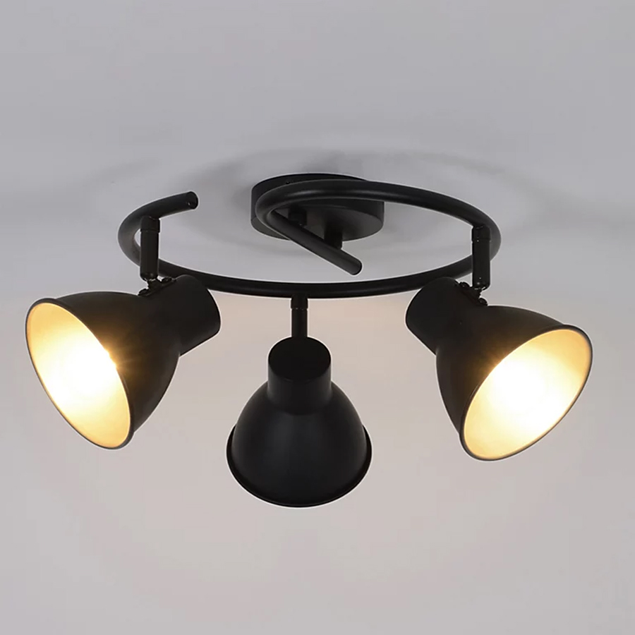DOCK - Spot / Plafonnier 3 lampes en métal noir Ø40