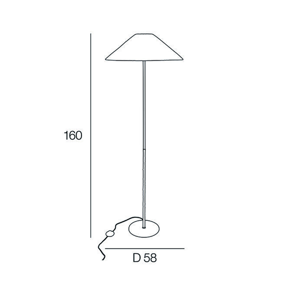 Schéma du lampadaire en métal forme conique en raphia naturel. Disponible sur Dakar, Sénégal