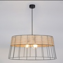 Lustre 3 lampes indah forme tambour en métal filaire peint et en rotin Dakar , Sénégal