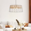 Lustre 3 lampes indah forme tambour en métal filaire peint et en rotin Dakar , Sénégal