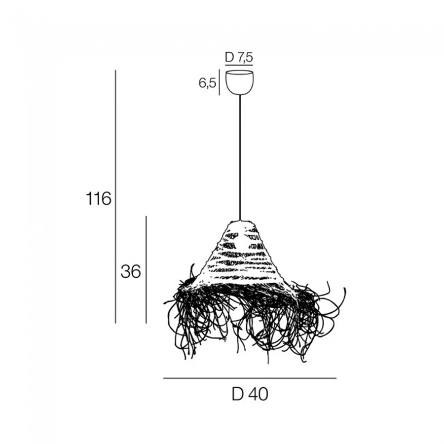 ATLAS - Suspension forme conique ajourée en fibres végétales Ø40