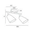 Schéma technique du spot lampes/plafonnier Playa 2 - dimensions et structure