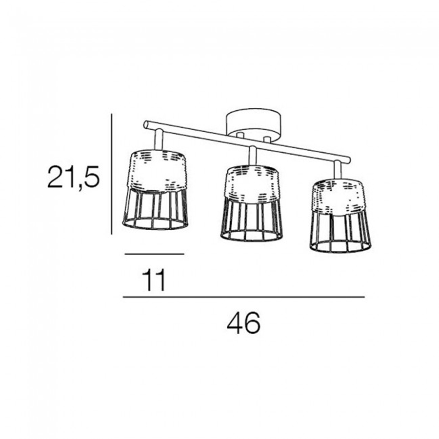 Dimensions du plafonnier Indah 3 lampes – Design compact et élégant – Dakar, Sénégal.