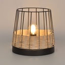 Lampe à poser Indah en métal noir et rotin naturel - Dakar, Sénégal