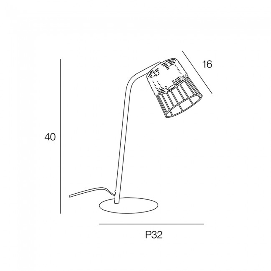 INDAH - Lampe à poser en métal noir et rotin naturel H40