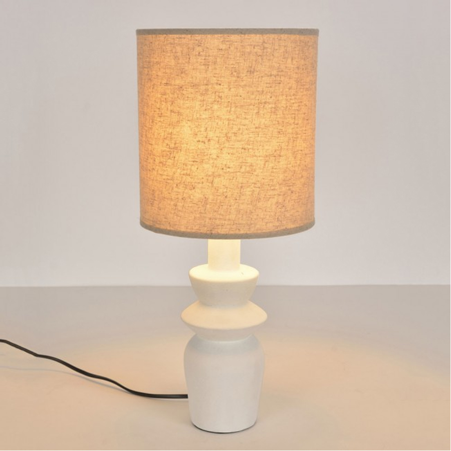 Lampe à poser Olympe en céramique blanc et lin, Dakar, Sénégal