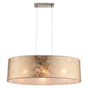 AMY - Lustre 3 lampes en métal nickel mat et textile doré