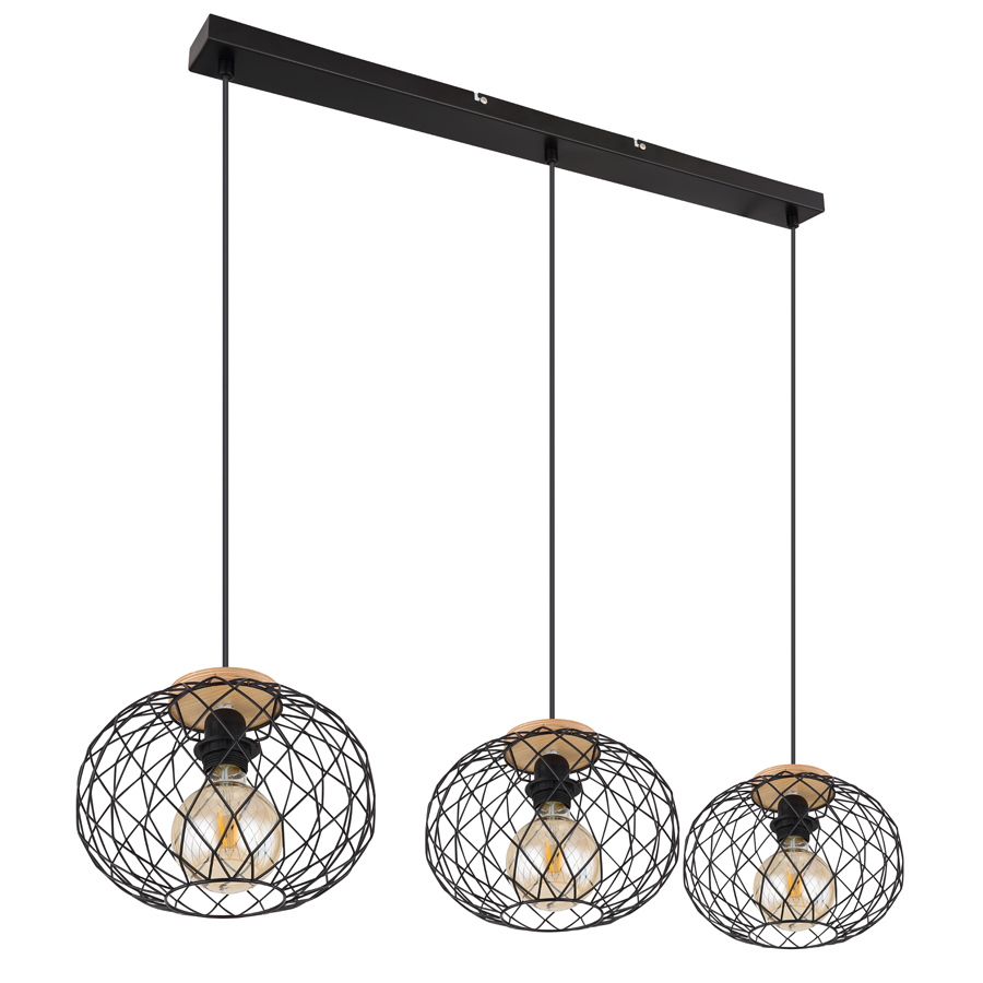 Lustre 3 lampes lacky en métal noir mat Dakar , Sénégal