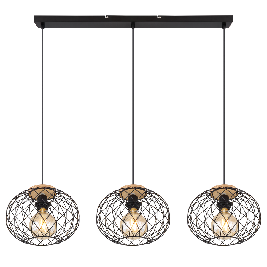Lustre 3 lampes lacky en métal noir mat Dakar , Sénégal