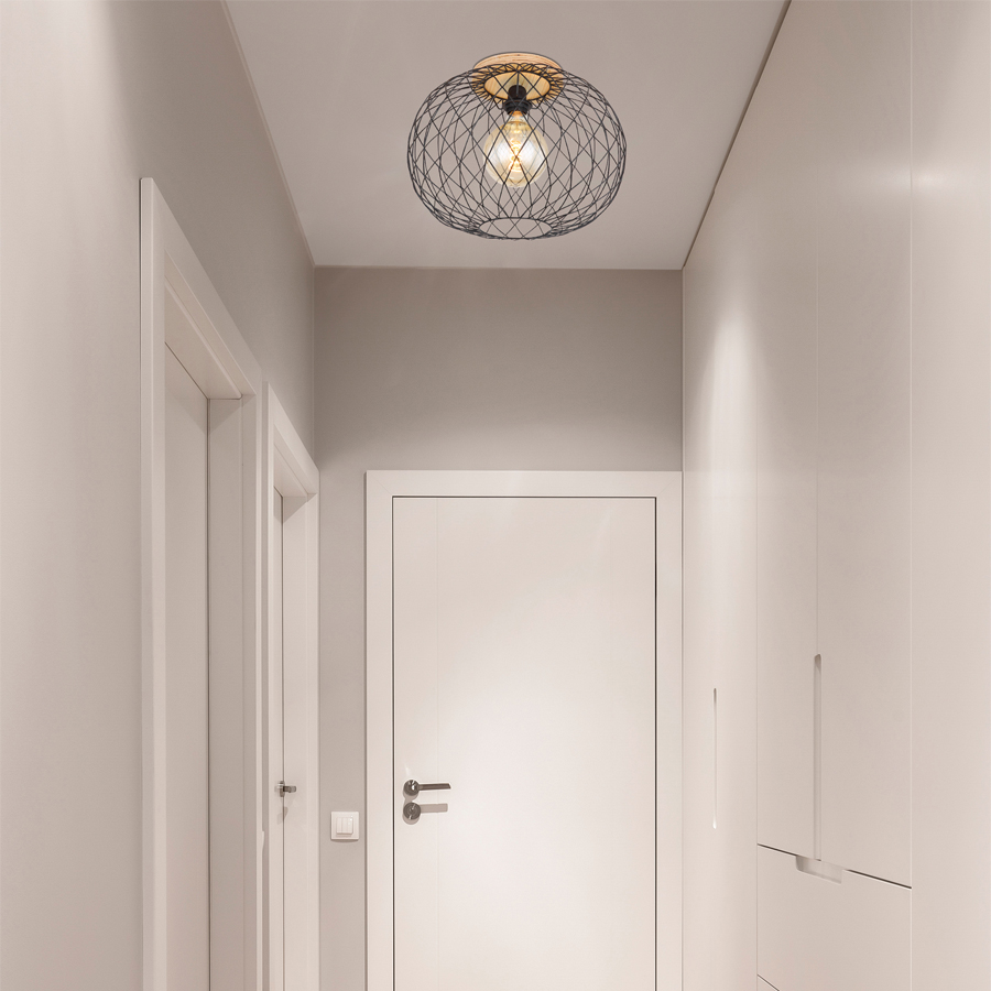 Plafonnier Lacky 2 lampes allumées, diffusant une lumière chaleureuse idéale pour un éclairage d'intérieur – Dakar, Sénégal.