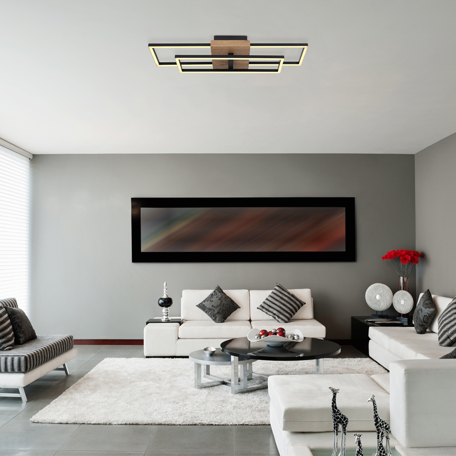 Spot/plafonnier Kendra 3 lampes installées dans un intérieur contemporain, parfait pour une ambiance raffinée – Dakar, Sénégal.