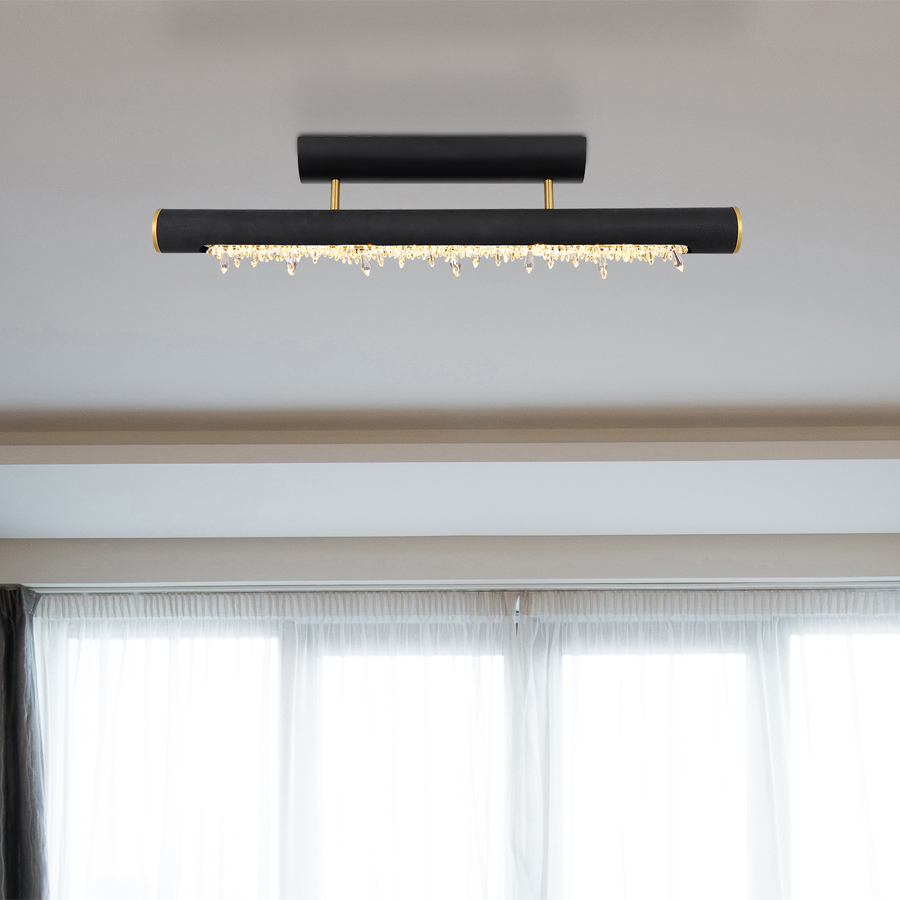 Plafonnier LED 15W Felicitas installé dans un salon moderne, éclairage sophistiqué - Dakar, Sénégal