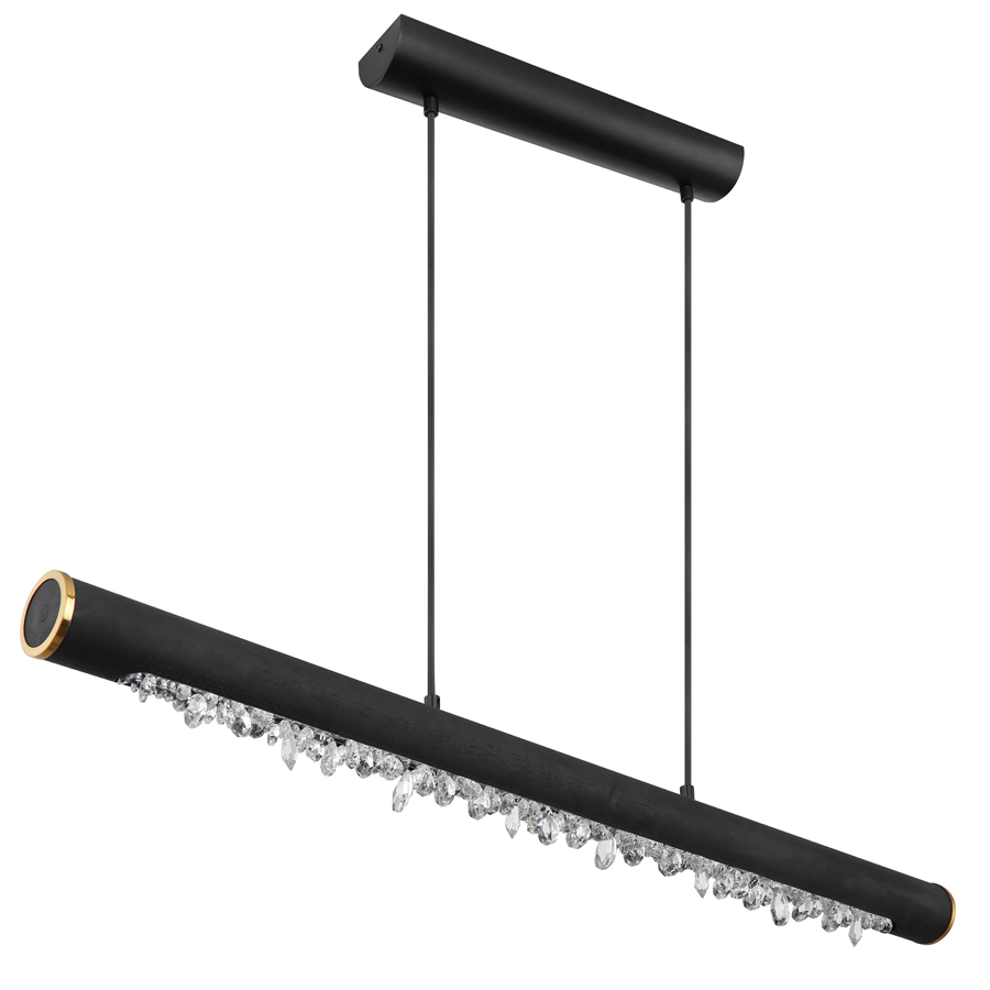 Suspension Félicitas en métal noir mat avec lumière jaune, parfaite pour une cuisine moderne, Dakar, Sénégal