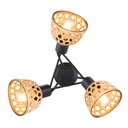 SpotSpot / plafonnier Wenna 3 lampes en métal noir et grille en bambou naturel - Vue complète, Dakar, Sénégal