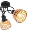 Spot / plafonnier Wenna 3 lampes en métal noir et grille en bambou naturel - Gros plan sur un abat-jour, Dakar, Sénégal