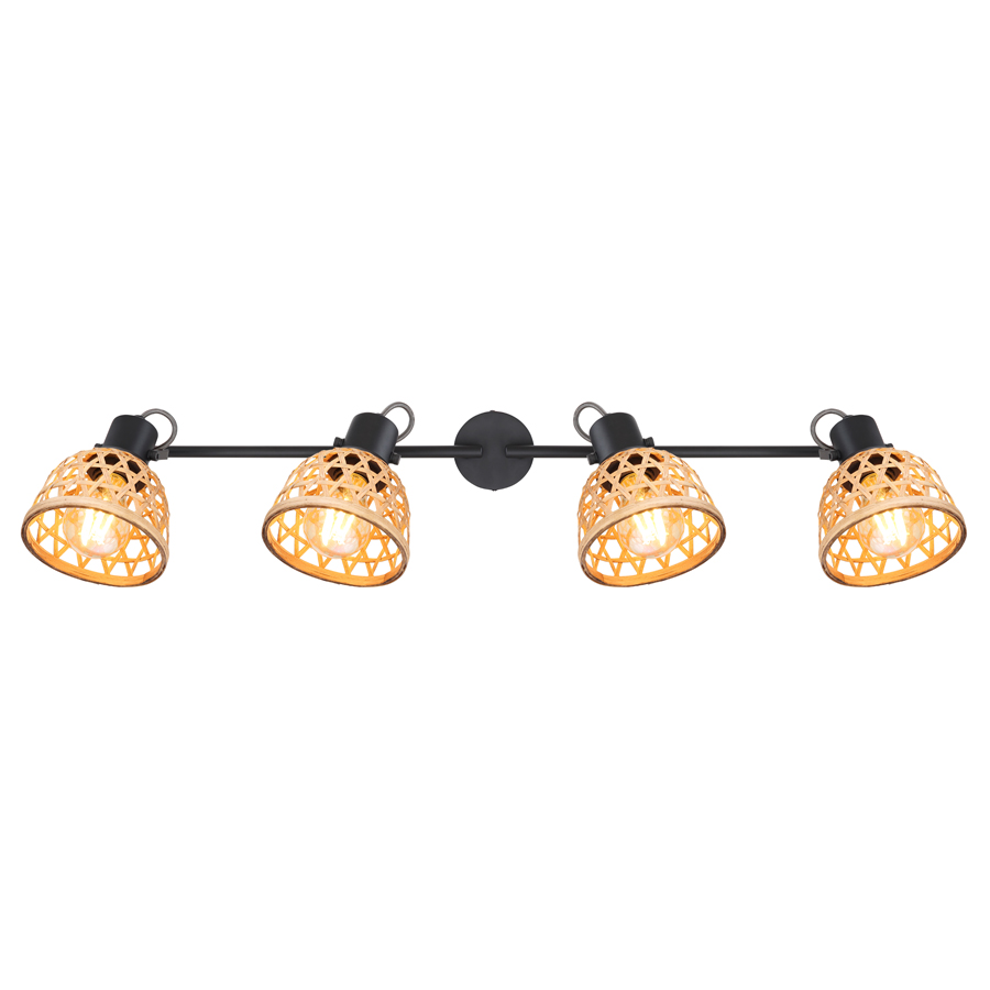 Spot/plafonnier Wenna 4 lampes allumées, éclairage chaleureux idéal pour une ambiance intérieure – Dakar, Sénégal.