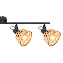 Spot plafonnier Wenna à 4 lampes en métal noir et bambou – Idéal pour un éclairage intérieur chaleureux – Dakar, Sénégal.