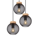 Lustre 3 lampes pablo en métal noir et bois marron Dakar , Sénégal