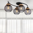 Plafonnier Pablo 4 lampes, installé dans une pièce moderne avec rideaux blancs, idéal pour une ambiance chaleureuse, Dakar, Sénégal.
