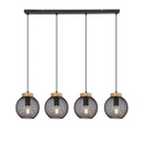 Lustre Pablo avec 4 lampes suspendues en métal noir mat et bois marron, design moderne, Dakar, Sénégal