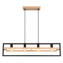 Lustre Erica suspendu avec 4 lampes, structure géométrique en métal noir et bois, Dakar, Sénégal