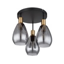 Lustre/plafonnier Fanni avec 3 lampes en métal laiton et verre fumé, design élégant pour éclairage intérieur – Dakar, Sénégal.