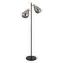 Lampadaire Fanni avec 2 lampes en métal noir et verre effet laiton, design moderne et élégant, Dakar, Sénégal