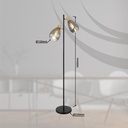 Lampadaire Fanni avec dimensions, métal noir et abat-jours en verre, idéal pour les espaces modernes, Dakar, Sénégal