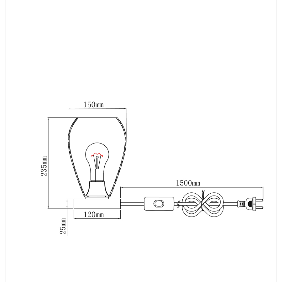 FANNI - Lampe à poser en métal noir et verre fumé H24