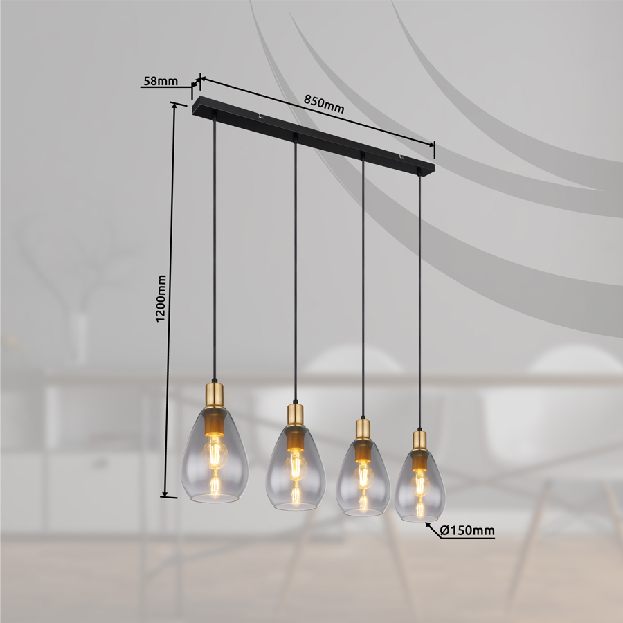 Lustre Fanni installé dans une salle à manger moderne - éclairage chaleureux et design épuré.